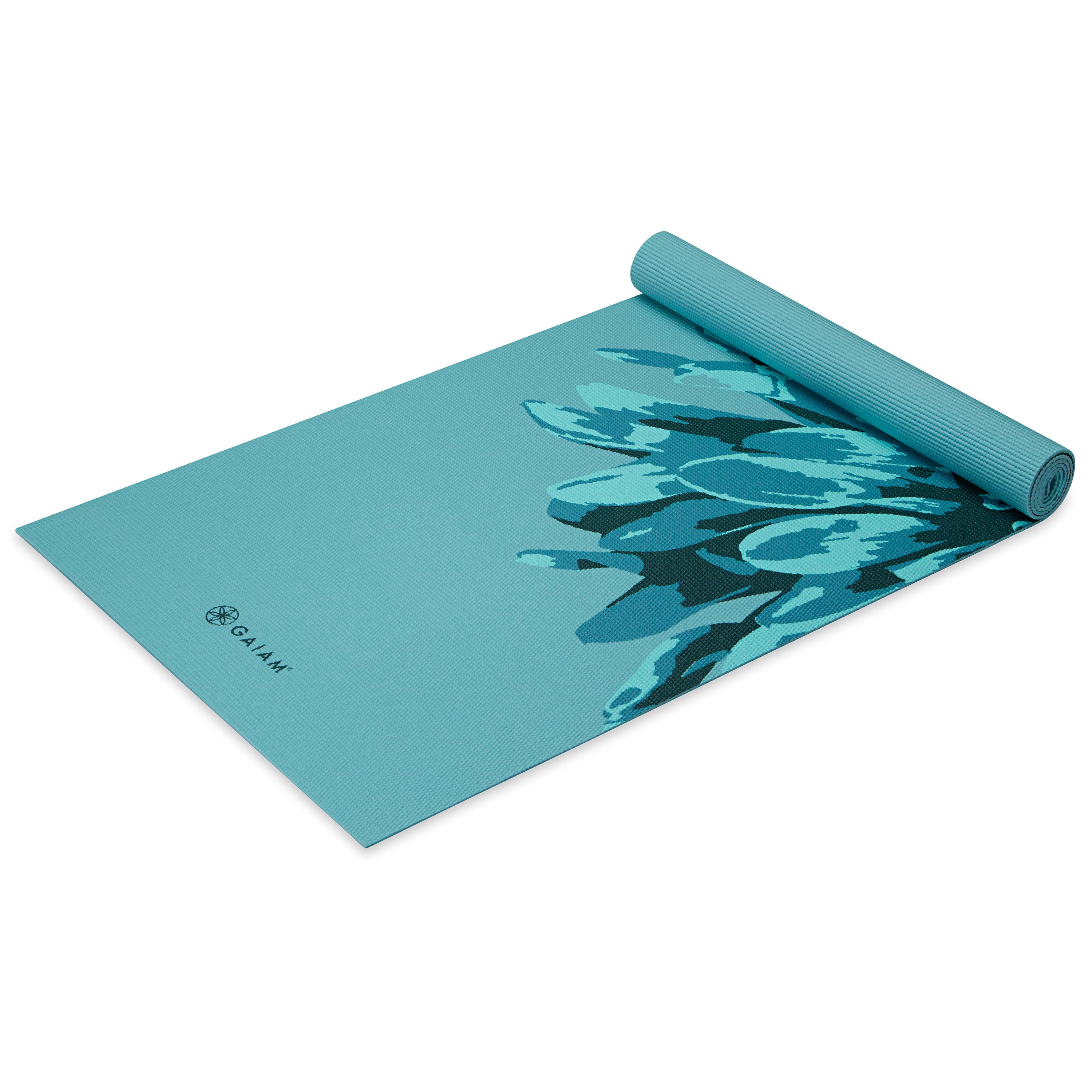 Classic Yoga Mat (4mm) - Vibrant Flourish angle top rolled